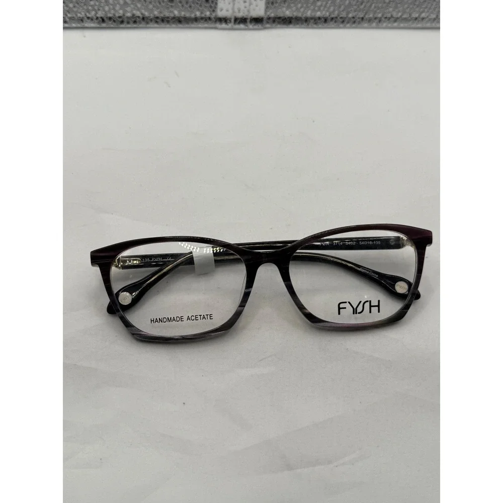 Fysh Handmade Acetate Eyeglasses Frames Purple Black Modern 3714 s402